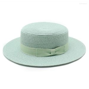 Boinas Panamá Gat de verano Sol Sun Hats For Women Man Beach Straw Jazz Gaps Bow Bow Casual UV Protection Visores Fedora Fedora