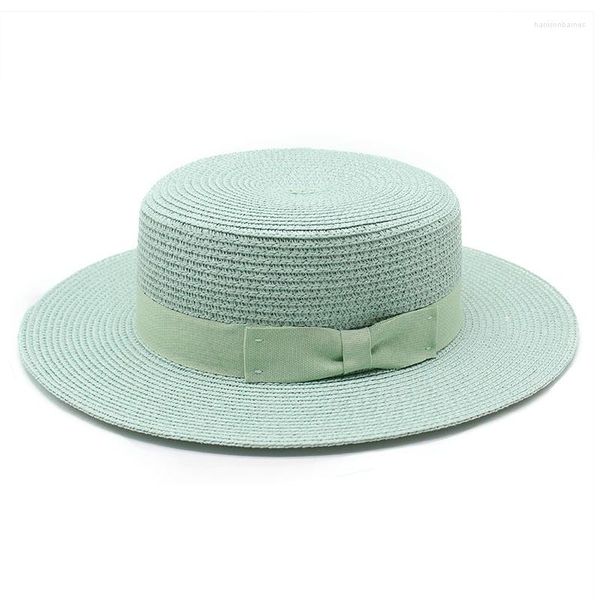 Bérets Panama chapeau été soleil chapeaux pour femmes homme plage paille Jazz casquettes ruban arc décontracté UV Protection femme visières Fedora