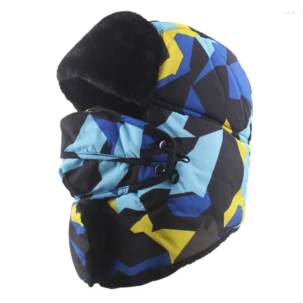 Bérets Panama hommes hiver Protection contre le froid épaissi chaud Lei Feng chapeau masque d'oreille équitation coupe-vent casquettes H136