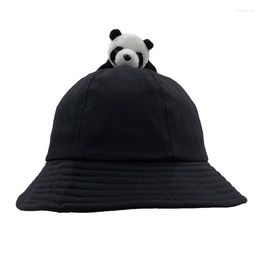 Berets Panda Plush Doll Bucket Hat Cotton Caps For Fashion Girls Boys Children's Panama Hoeden Travel Bob Men Casual Summer Sun