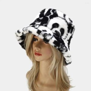 Bérets Panda Imprimer Chaud Seau Chapeau Mode Femmes Hommes Fausse Fourrure Chapeaux De Pêcheur Dessin Animé En Plein Air Moelleux Casquette D'hiver