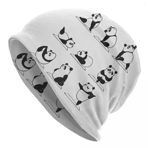 Boinas Panda Yoga Oso Lindo Animal Bonnet Sombreros Sombrero de punto Otoño Invierno Ski Skullies Gorros Hombres Mujeres Cálido Gorro de doble uso