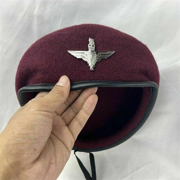 Bérets - Parachute Regiment Red Devils WWII UK Army British Silver Badge Beret Hat Store1281q
