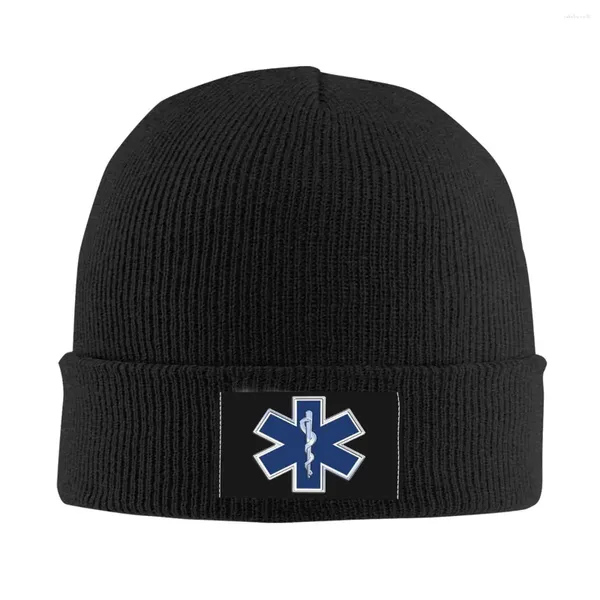 Bérets Paramedic Star Of Life Cuff Beanie Knit Skull Cap pour femmes hommes Six branches chaudes Skullies casquettes tricotées