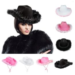 Berets Party Cowboy Hat For Women Cowgirl met Feather Wide Rig Costume Play Dress Up Outfits Supplies