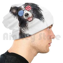 Bérets patriotiques Border Collie, bonnet tricoté, imprimé 36, lunettes de soleil drapeau américain du 4 juillet