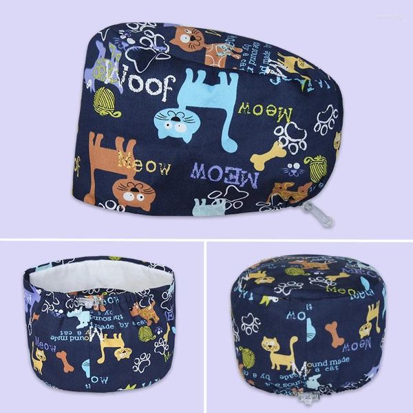 Boinas Patrones Cabas impresas Clínica pediátrica Sombreros de laboratorio transpirable Scrub Gorros Quirurgicos Cirujano Dental K3