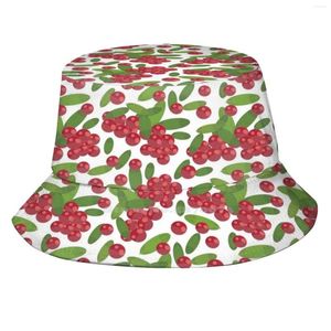 Motif de bérets avec canneberges chapeau de pêcheur seau chapeaux casquettes Agriculture fond haricot Berry branche café couleur