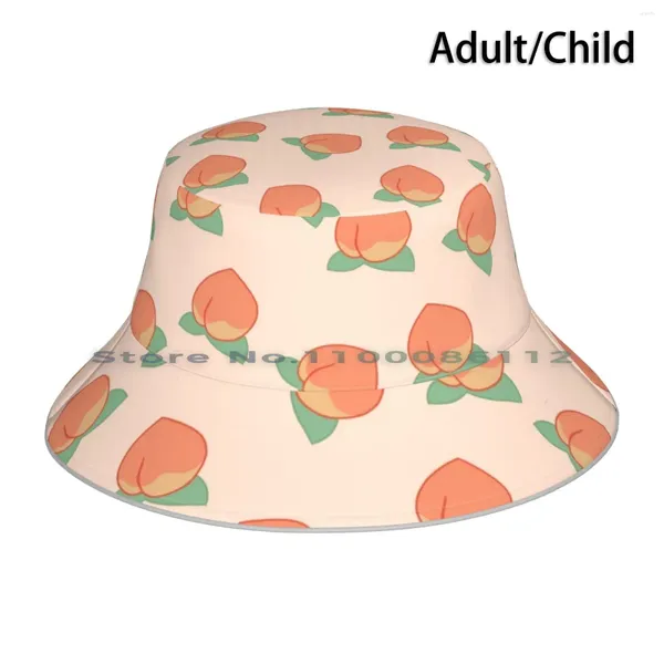 Boinas Peach Face Mask Bucket Hat Sun Cap Con Animal Acnh Fruit Fisherman al aire libre