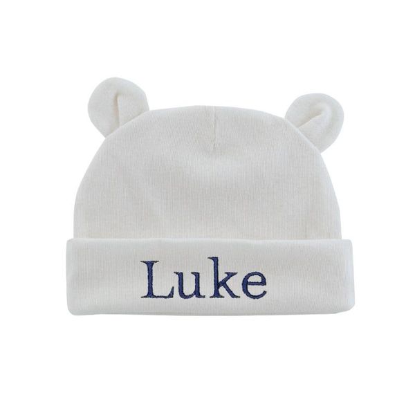 Gorro de bebé personalizado de boinas - Oreja de oso bordada Regalo personalizado Nombre Gorro Anuncio de nacimiento