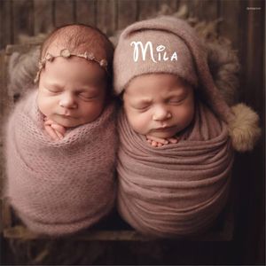 Bérets Chapeau personnalisé pour bébé Cadeau pour bébé Cadeaux jumeaux Preemie Nom personnalisé Bonnet