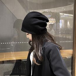 Bérets Pildui chapeau femme mince version coréenne japonais sauvage casquette tricotée printemps et automne noir Baotou froid hommes