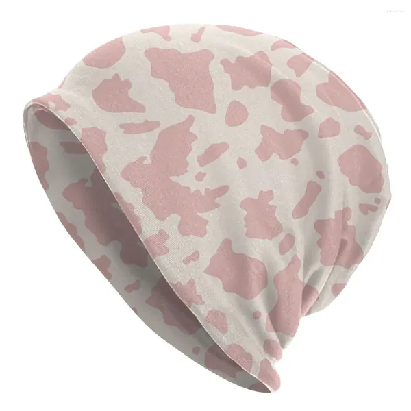 Bérets Rose Vache Taches Léopard Casquettes Hip Hop Automne Hiver En Plein Air Skullies Bonnets Chapeau Unisexe Adulte Chaud Double Usage Bonnet Tricot Chapeaux