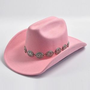 Bérets Pink Cowboy Hat pour la cow-girl pour femmes POPS PROPS JAZZ CHATS PARTY Robe Cap Sombrero Hombre