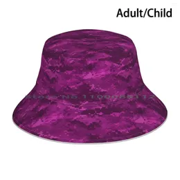 Bérets Rose Digital Camo Camouflage Bucket Hat Sun Cap Classique Et Violet