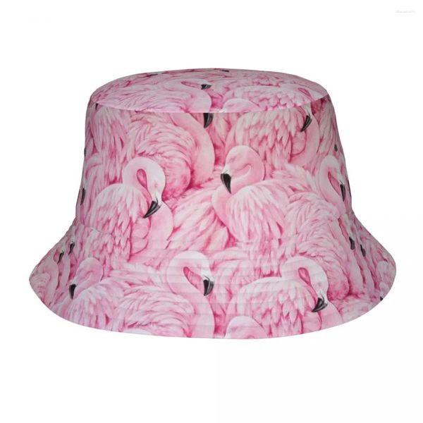 Bérets Rose Flamingo Art Seau Chapeaux D'été Chapeaux Accessoires Casquette De Pêche Pour Fille En Plein Air Boonie Chapeau Léger