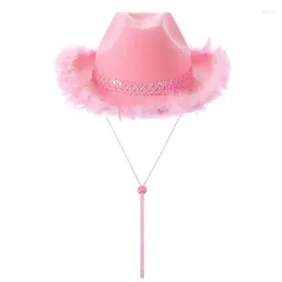 Boinas Hat Pink Fedoras Finoras Western Feather For Women Man Casual Wear Unisex