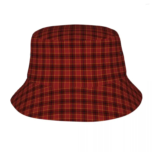 Bérets Plaid rouge chapeau de seau de noël pour femmes hommes été rétro soleil Hip Hop Protection UV pêche pêcheur casquettes chapeaux