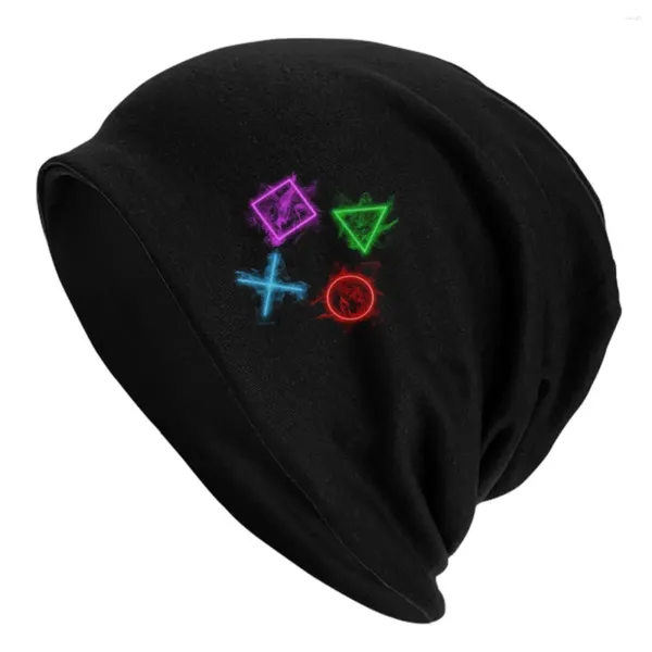 Boinas Estaciones de juego Botones Skullies Gorros Gorros Hombres Mujeres Unisex Ropa de calle Invierno Cálido Gorro tejido Gorros de juego para adultos