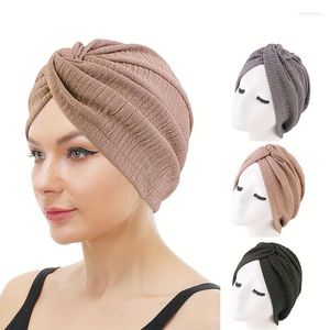 Bérets plissé torsion noeud Turban élastique chimio casquette Hijab Bonnet chapeaux Bonnet chapeau pour Cancer patient perte de cheveux accessoires