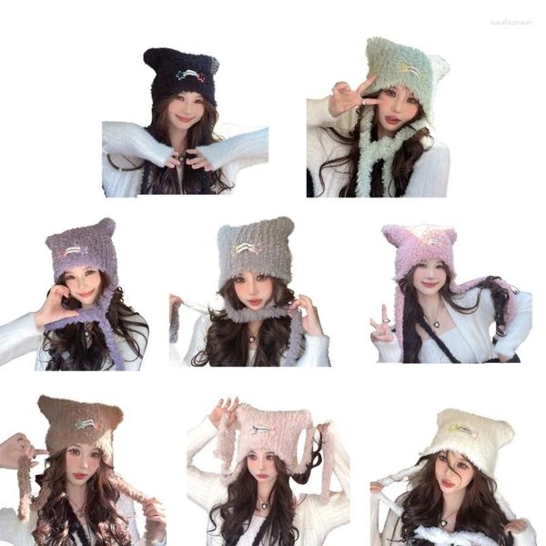 Boinas Gorro de gorro de peluche para femenino Muffs de oreja para el invierno Invernal de la moda de la moda al aire libre Sport Soft Skull