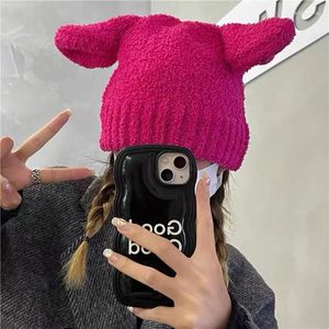 Bérets en peluche oreille Beanie chapeaux pour femmes hiver chaud Crochet Protection Skullies chapeau unisexe automne tricoté bonnets casquettes Bonnet