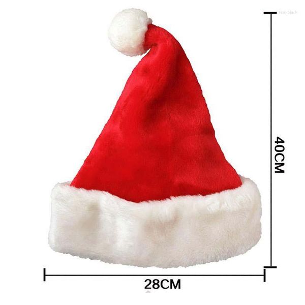 Boinas gorro de Papá Noel de terciopelo rojo de felpa con puños blancos gorras de fiesta para niños niñas regalos de navidad sombreros suaves de alta calidad accesorios para el cabello