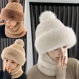 Beretti peluche addensate donne invernali Cappello sciarpa caramella color angetone da caloroso palori antivento esterni cappelli mascherati mascherati
