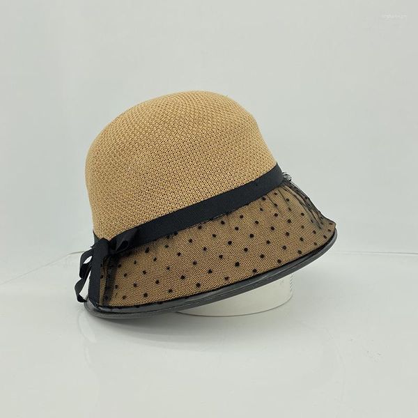 Boinas Polka Dot malla superior Chapeau mujer verano protector solar parasol hueco transpirable pescador gorra al aire libre playa tenis cubo sombrero