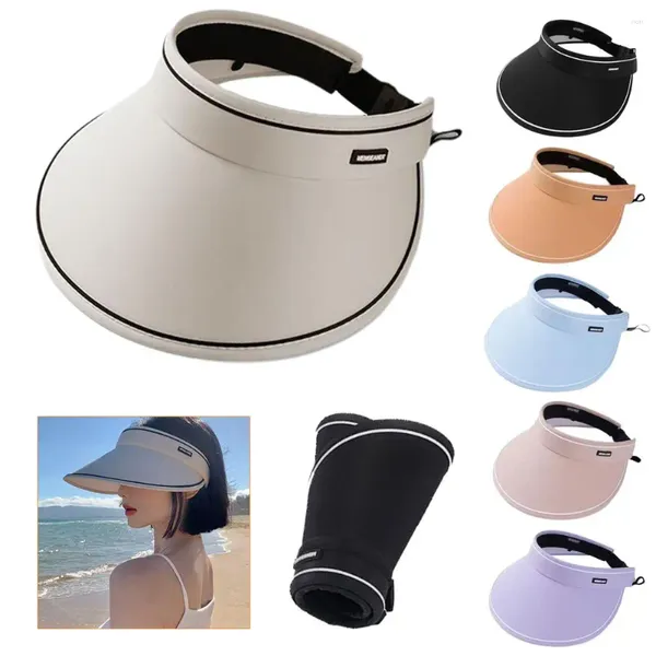 Bérets Portable Sun Hat peut rouler de gros avant-toits toute l'été femelle vide vide de protection cursée Shade Top Beach Cycling O E7V7