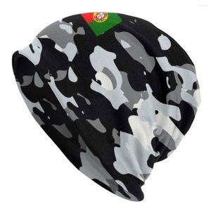 Bérets Portugal Drapeau Urbain Camouflage Beanie Cap Unisexe Hiver Bonnet Tricot Chapeaux En Plein Air Ski Militaire Camo Skullies Bonnets