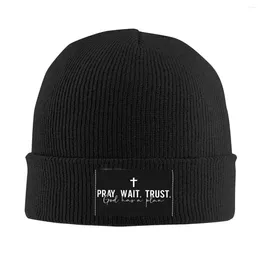 Beretten bidden wacht vertrouwen schedels muts caps hip hop winter warme mannen vrouwen brei hoed unisex volwassen Jezus christelijke citaat motorkap hoeden