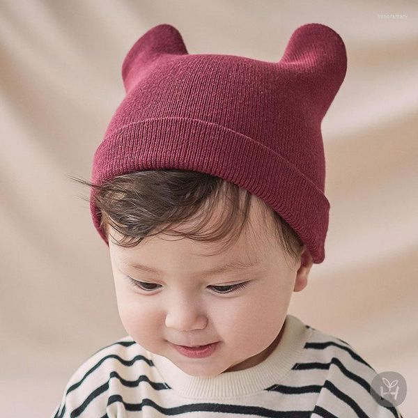 Bérets bébés prématurés mâles et femelles bébé Giles Beanie chapeau à oreilles d'ours enfant en bas âge laine tricoté 0-3 ans