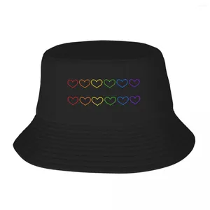 Baretten Pride Hearts Bucket Hat Panama voor Man Vrouw Bob Hoeden Cool Fisherman Summer Beach Fishing Unisex Caps