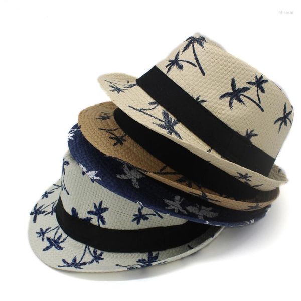 Boinas Imprimir Jazz Gorras Sombreros Para Hombres Mujeres Niños Moda Fedora Paja Equipada Campaniforme Niños Niñas Playa Sombrero para el sol