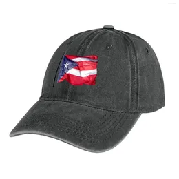 Bérets Puerto Rican Flag agitant Boricua Pographie à San Juan Cowboy Hat Sunhat Cosplay Military Cap Man Caps pour femmes hommes
