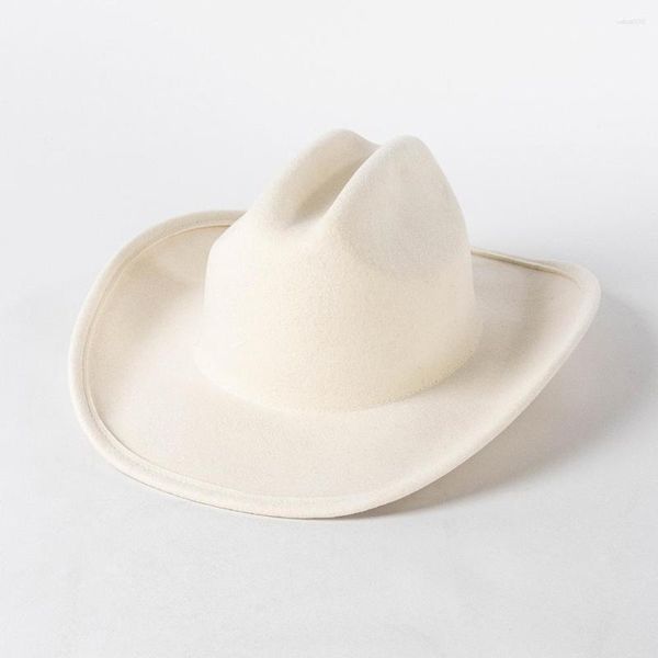 Bérets Pure Wool Cowboy Chapeau avec rassage concave pour les hommes et les femmes à la mode