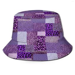 Bérets violet guépard unisexe casquette d'été crème solaire chapeau léopard magenta lilas lavande rose animal coloré