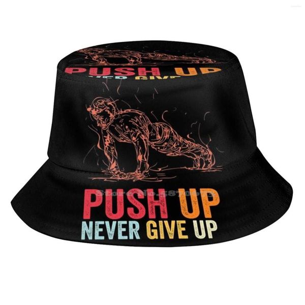 Bérets Push Up Never Give Motivation For Calisthenics Street Workout Idée de cadeau d'anniversaire Vintage Color Pattern Hats Outdoor Hat Sun