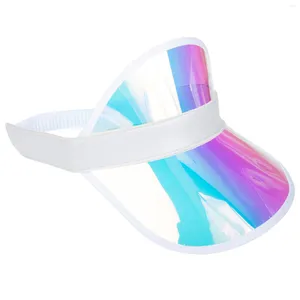 Boinas PVC Visera Sombrero Plástico de color transparente Protección UV Gorra Playa Transparente Iridiscente Para deportes de verano al aire libre