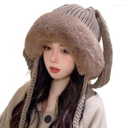 Berets Q0ke Elastische winddichte winterhoed vaste kleur cosplay hoeden voor volwassen kinderen houden oor warm pluizige koude weerspullen houden