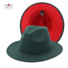 Berets Qbhat turquoise groene fedora brede runder hoed vrouwen mannen luipaard feest trilby jazz hoeden panama cap patchwork rood