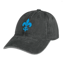 Berets Quebec France Blue Fleur de Lys Moderne stijl PQ QC Royal Franse Francais op witte achtergrond Cowboy hoed Visor dames heren