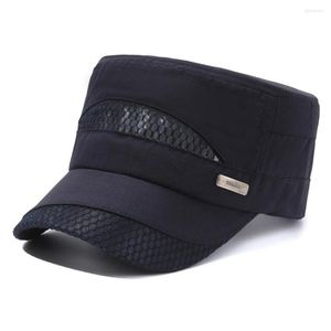 Bérets à séchage rapide maille militaire chapeaux hommes été Protection solaire haut plat casquettes de Baseball respirant Cadet armée Cap Casquette Militaire