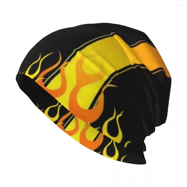 Boinas Racing Flames Stripes Sombrero de punto en el hombre para el sol Sombreros personalizados Mujer Cap Hombres