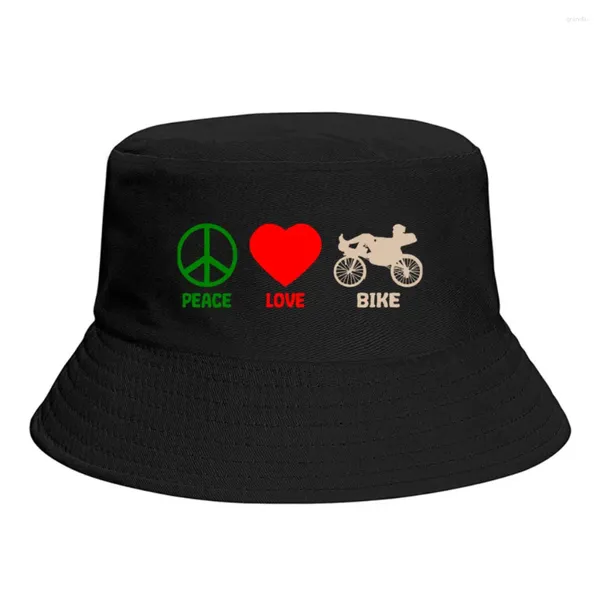 Boinas Bicicleta reclinada Paz Amor Clásico Evolución Sombrero de cubo para mujeres Hombres Estudiantes Plegable Bob Pesca Sombreros Panamá Cap Otoño