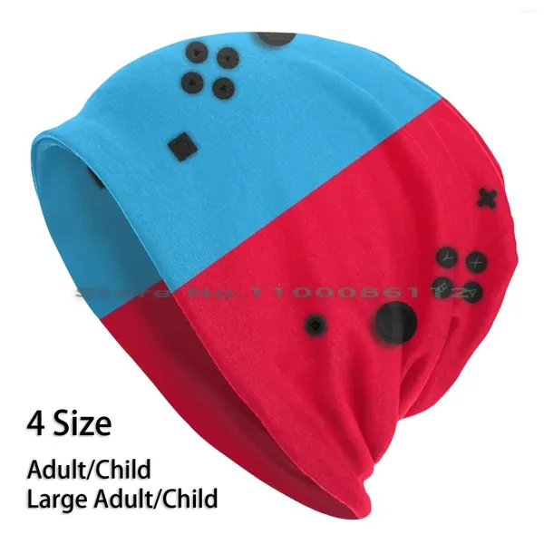 Boinas Diseño de intercambio rojo y azul: gorros con patrón electrónico Gorro de punto Switch Joycons Consola de videojuegos Controladores electrónicos