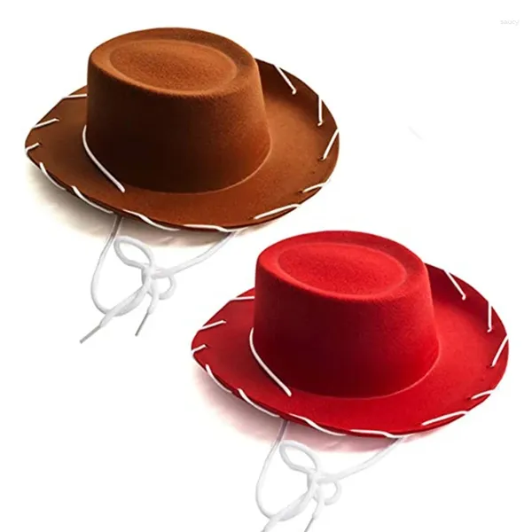 Bérets Red Brown a ressenti un chapeau de cowboy pour les festivals de rôle fête à thème des filles garçons