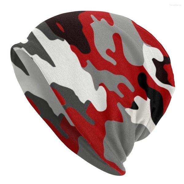 Bérets Red Camo Boneie Bonnet Hat à tricot Men des femmes Fonction