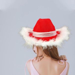 Berets Red Cowboy Hat Princess Fun Wide Brim Supply Western Cowgirl voor kerstthema feest vakantie Carnaval Men vrouwen